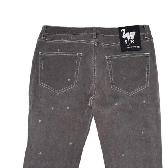 🎨 Free People X Sandrine Rose Gray Paint Splat Skinny Jeans Sz 31 NWT - Picture 6 of 8
